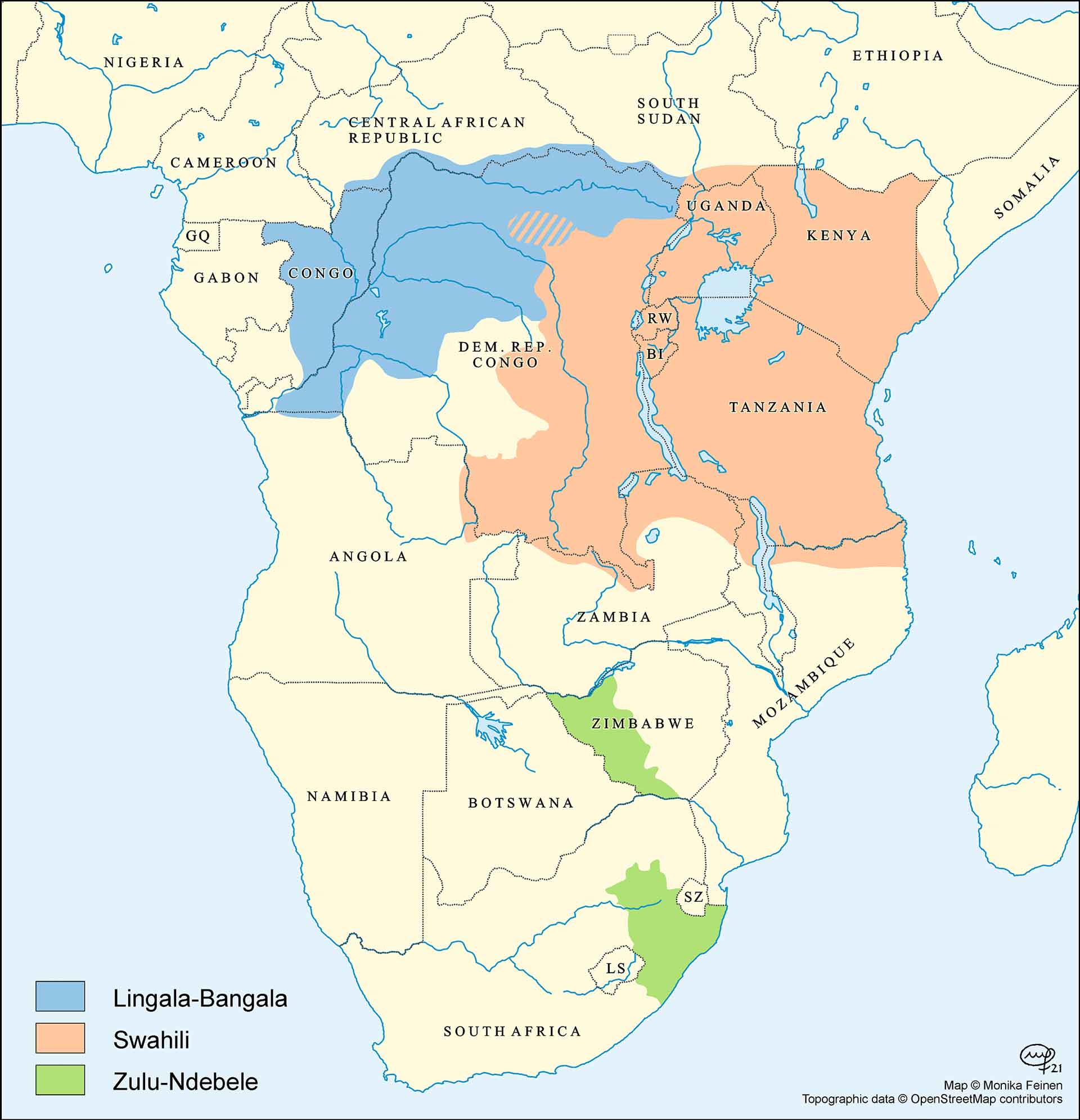 youth languages africa map